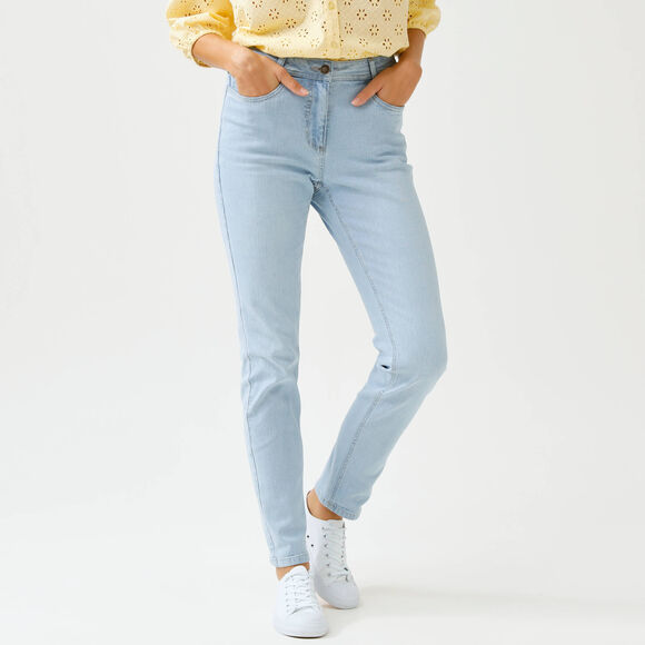 Jean slim, taille haute, petite stature  (bleached)
