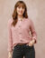 Cardigan boutonné maille anglaise manches longues (rose chiné) Cardigan boutonné maille anglaise manches longues (rose chiné)