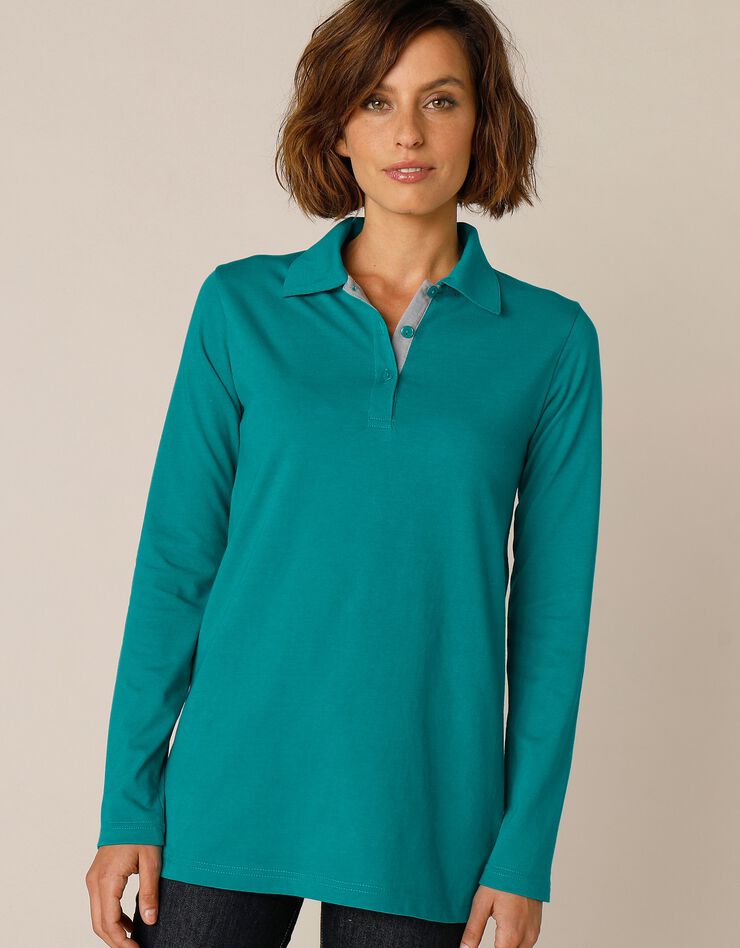 Polo bicolore maille jersey (émeraude / gris) Polo bicolore maille jersey (émeraude / gris)