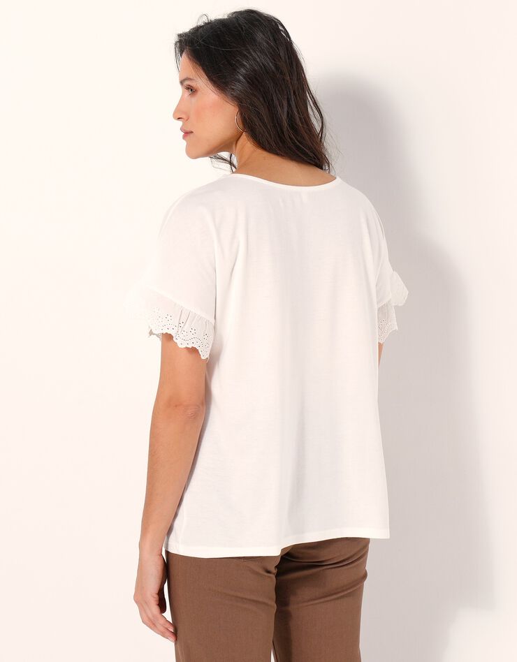 Tee-shirt "boîte" manches courtes brodées (écru) Tee-shirt "boîte" manches courtes brodées (écru)