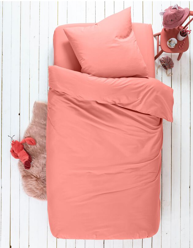 Linge de lit enfant - polycoton uni (corail) Linge de lit enfant - polycoton uni (corail)