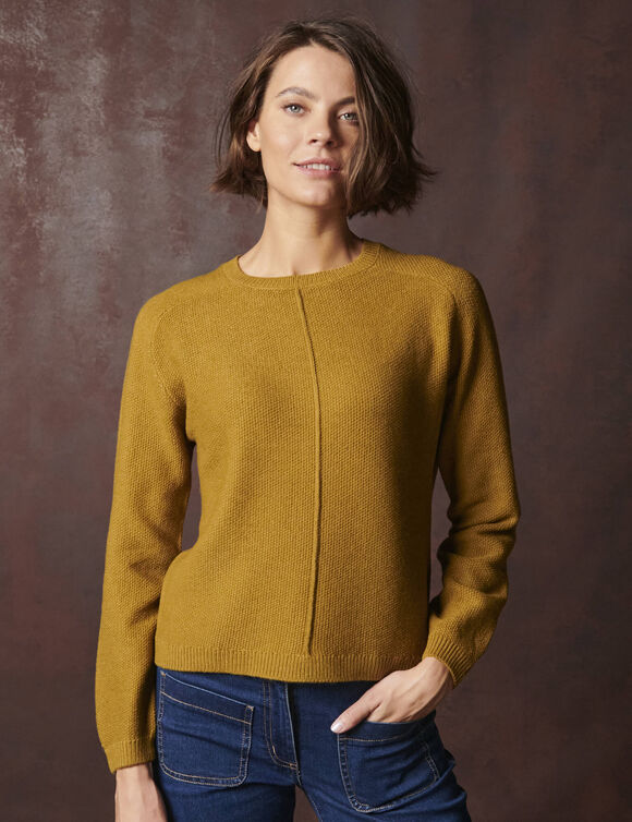Pull manches marteau maille fantaisie (vert olive)