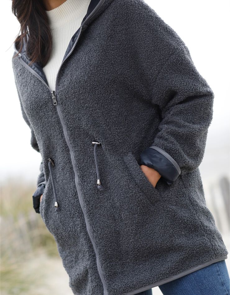 Parka bouclette métallisée réversible (gris / noir) Parka bouclette métallisée réversible (gris / noir)