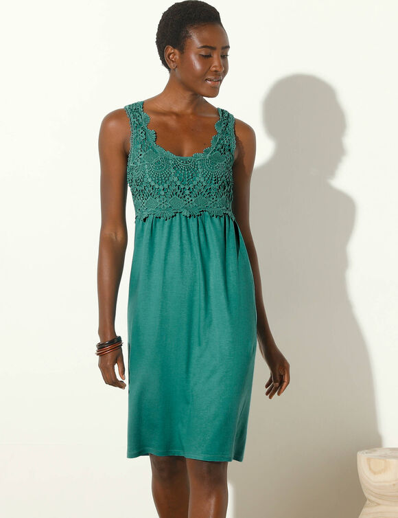 Robe plastron macramé (émeraude)
