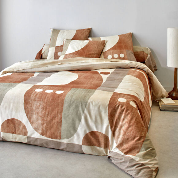 Linge de lit imprimé Alex coton (caramel)