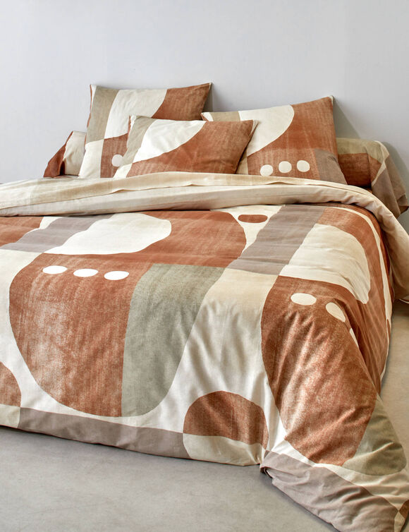 Linge de lit imprimé Alex coton (caramel)