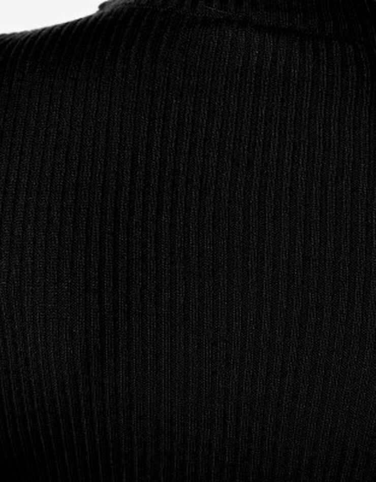 Pull col montant long, maille côtelée (noir) Pull col montant long, maille côtelée (noir)