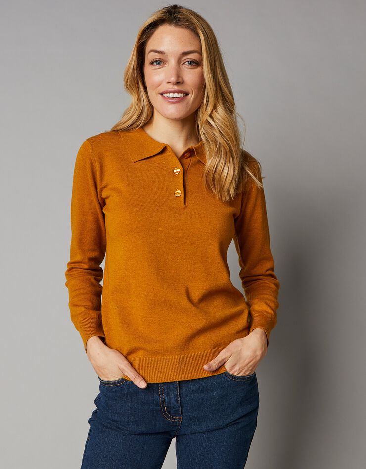 Pull col polo, laine d'agneau (ocre) Pull col polo, laine d'agneau (ocre)