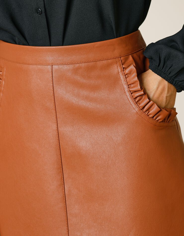 Jupe aspect cuir(1) (caramel) Jupe aspect cuir(1) (caramel)