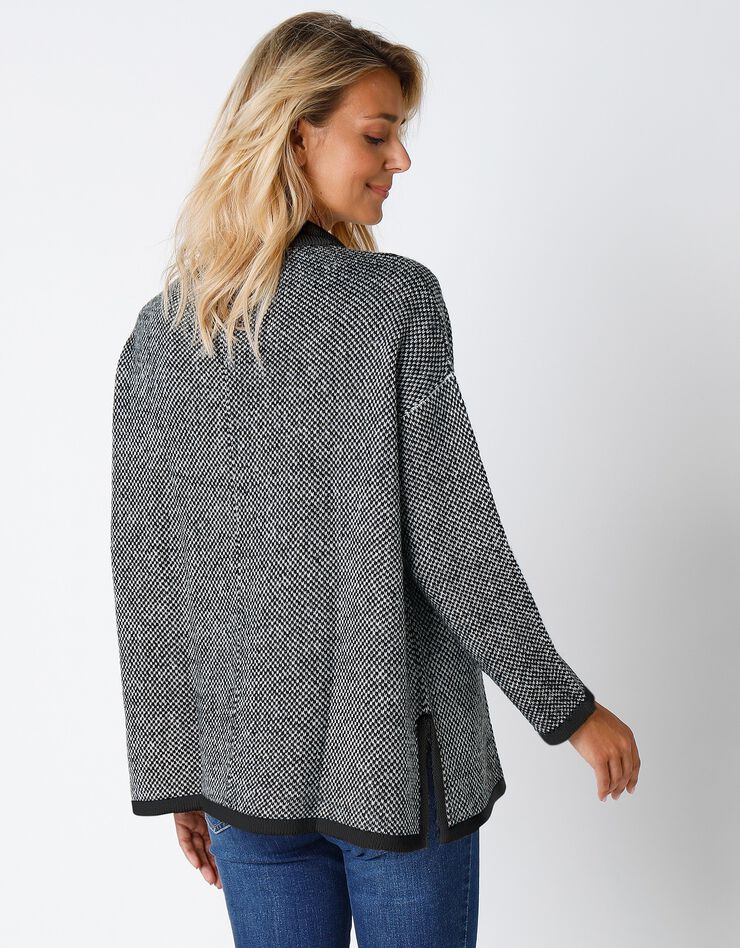 Gilet cape maille jacquard (noir chiné)