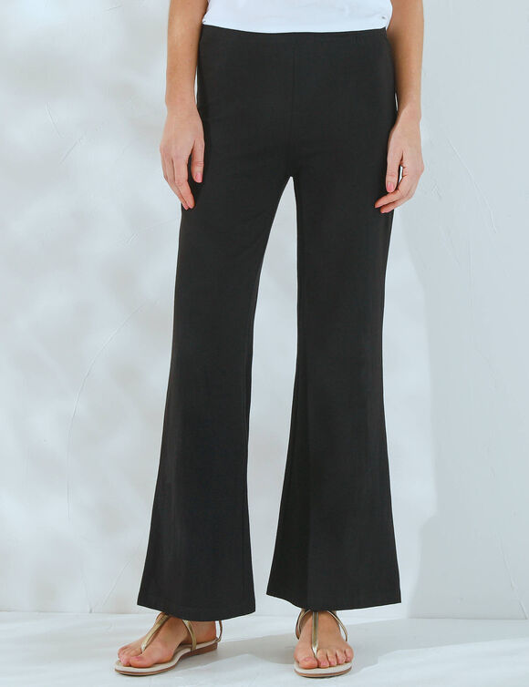 Pantalon large stretch, taille &eacute;lastiqu&eacute;e (noir)