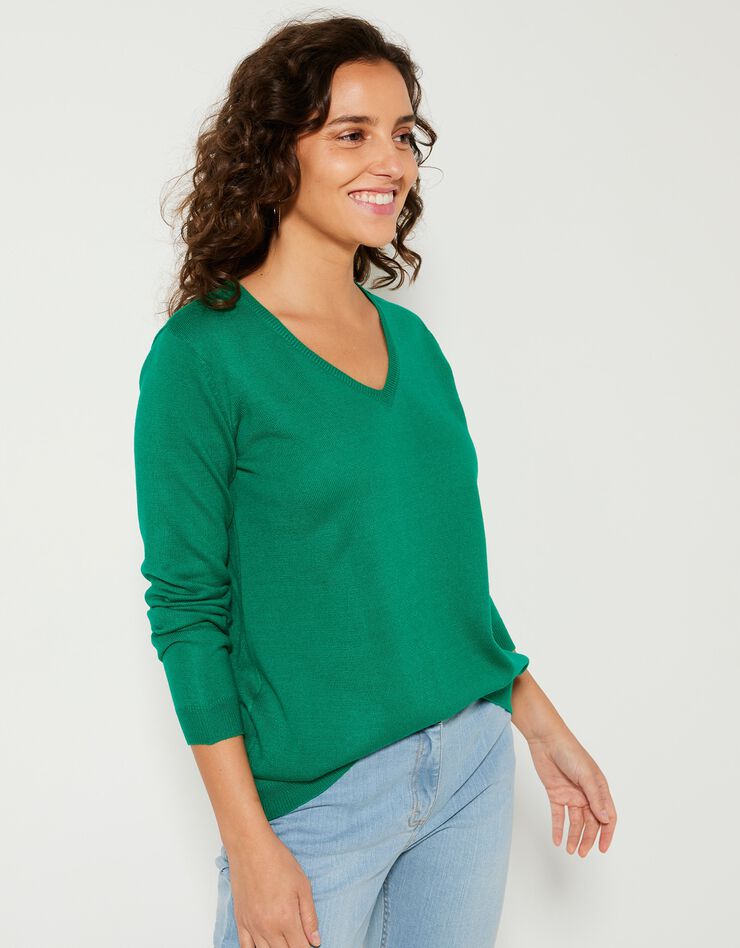 Pull col V toucher cachemire (vert pomme) Pull col V toucher cachemire (vert pomme)