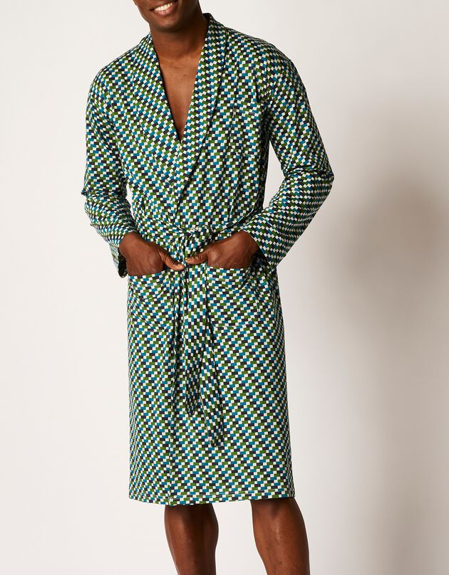 Robe de chambre imprimée (marine / bleu)