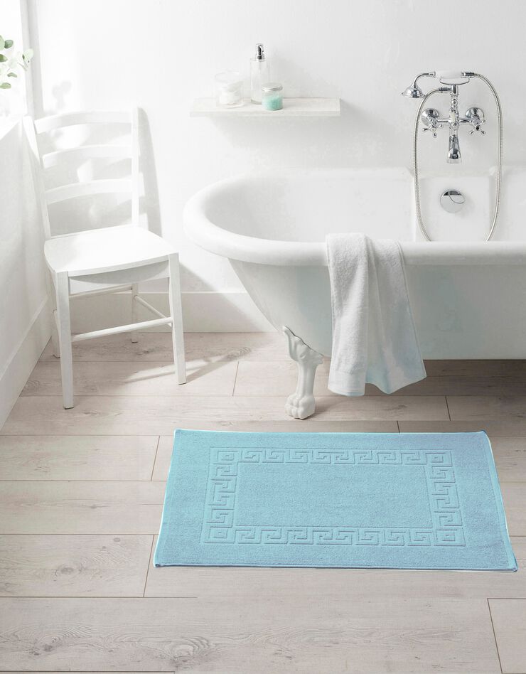 Tapis de bain éponge liteau motif frise grecque (vert d'eau) Tapis de bain éponge liteau motif frise grecque (vert d'eau)