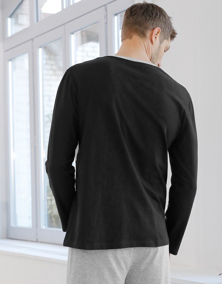 Tee-shirt pyjama rayé manches longues (noir) Tee-shirt pyjama rayé manches longues (noir)