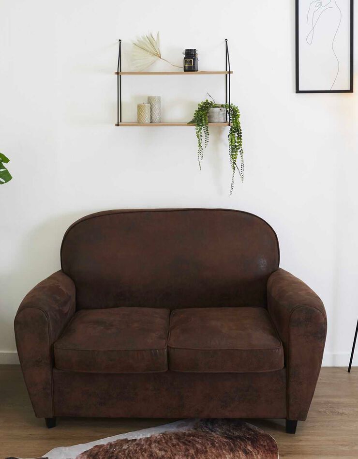 Etagère style industriel métal et bois – 2 tablettes (noir/bois)