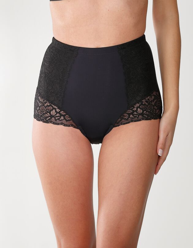 Gaine affinante plastron dentelle - maintien  (noir)