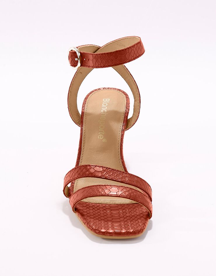 Sandales cuir texturé à bride (caramel) Sandales cuir texturé à bride (caramel)