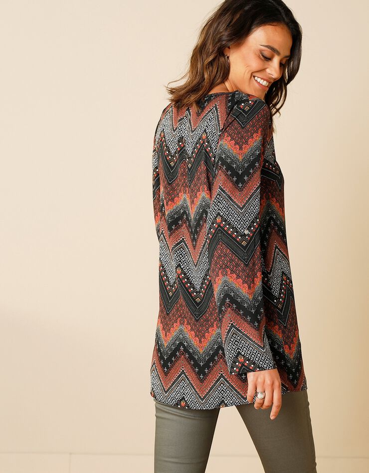 Tunique zippée imprimée zigzag (bronze / tomette) Tunique zippée imprimée zigzag (bronze / tomette)