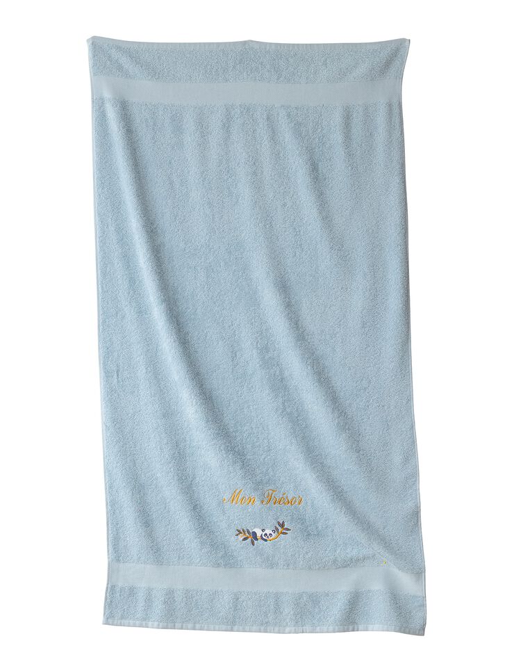 Collection éponge enfant brodée panda personnalisable, coton (bleu glacier)