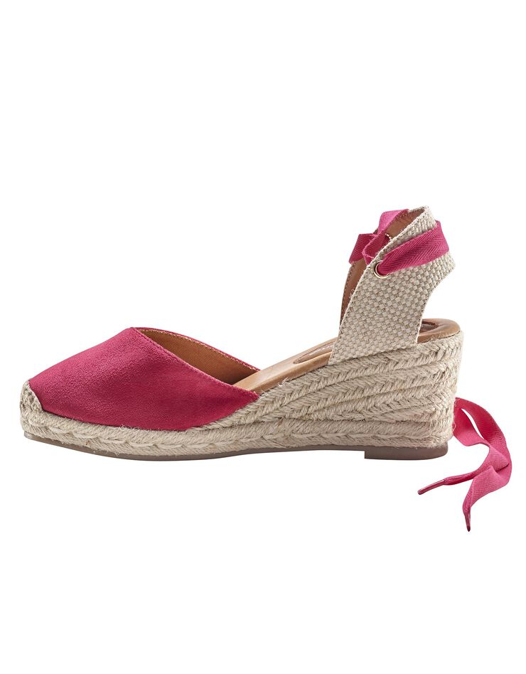 Sandales compensées corde avec liens à nouer (fuchsia) Sandales compensées corde avec liens à nouer (fuchsia)