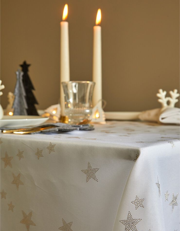 Nappe imprimé étoiles dorées (blanc) Nappe imprimé étoiles dorées (blanc)