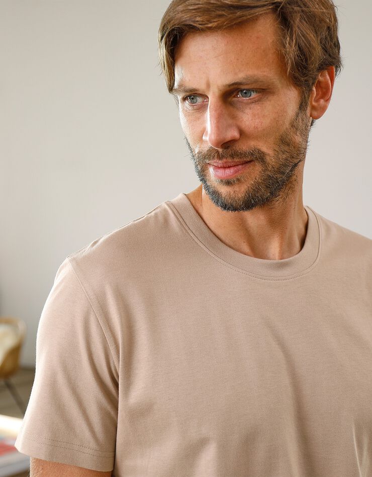 Tee-shirt col rond manches courtes - lot de 3 (bleu gris + taupe + gris) Tee-shirt col rond manches courtes - lot de 3 (bleu gris + taupe + gris)