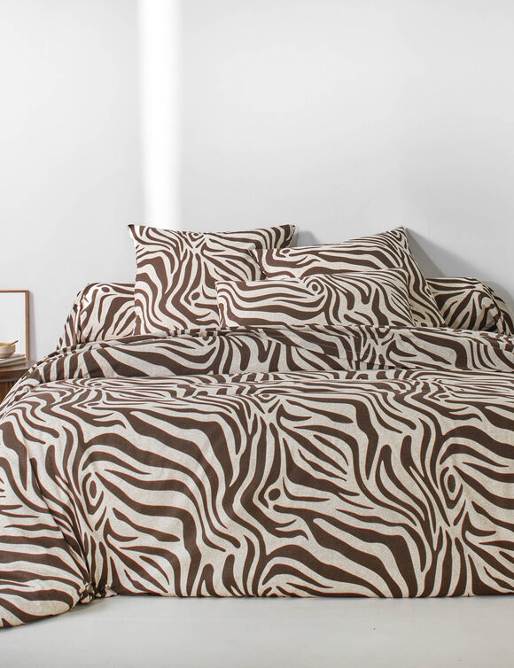 Linge de lit Z&egrave;bre imprim&eacute; - coton 52 fils/cm&sup2; (chocolat)