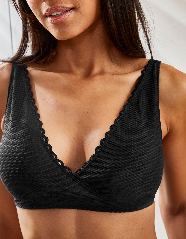 Soutien gorge de bain cache-cœur Vilorio - sans armatures (noir)