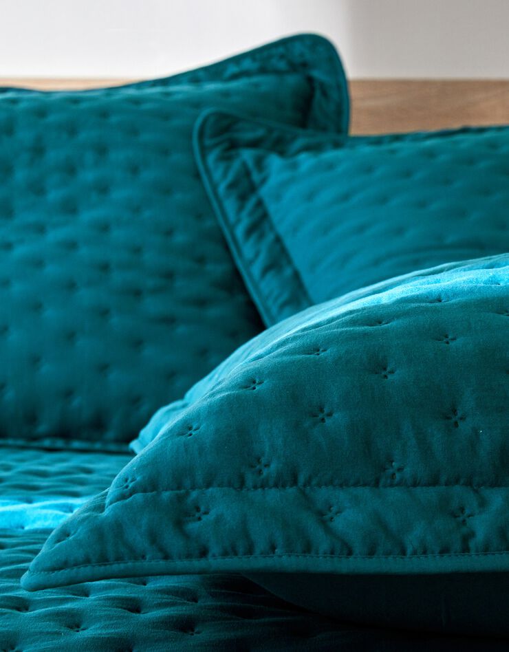 Couvre-lit matelassé - microfibre (bleu paon)