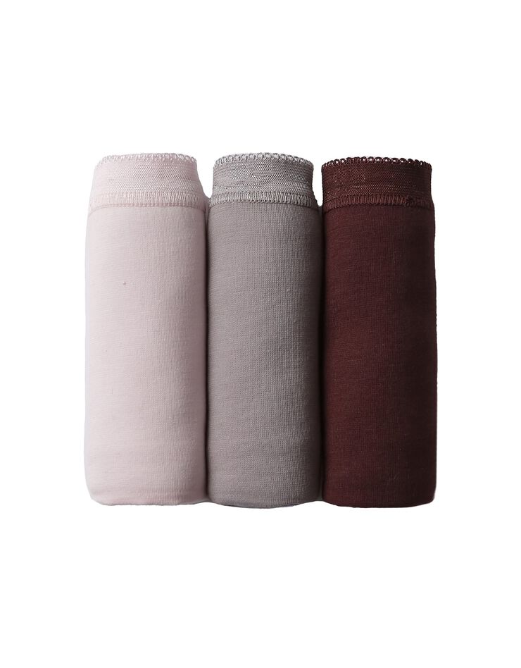 Culotte midi Basic - lot de 3 (rose + taupe + chocolat)