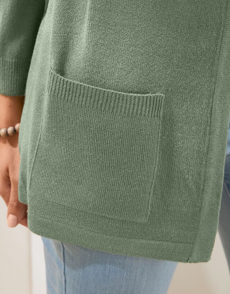 Gilet porter ouvert toucher cachemire (kaki) Gilet porter ouvert toucher cachemire (kaki)