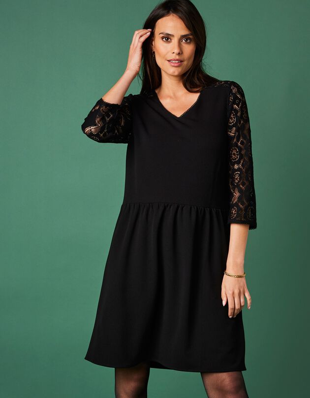 Robe avec dentelle (noir)