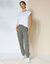 Pantalon blousant taille élastiquée, lin coton (bronze)