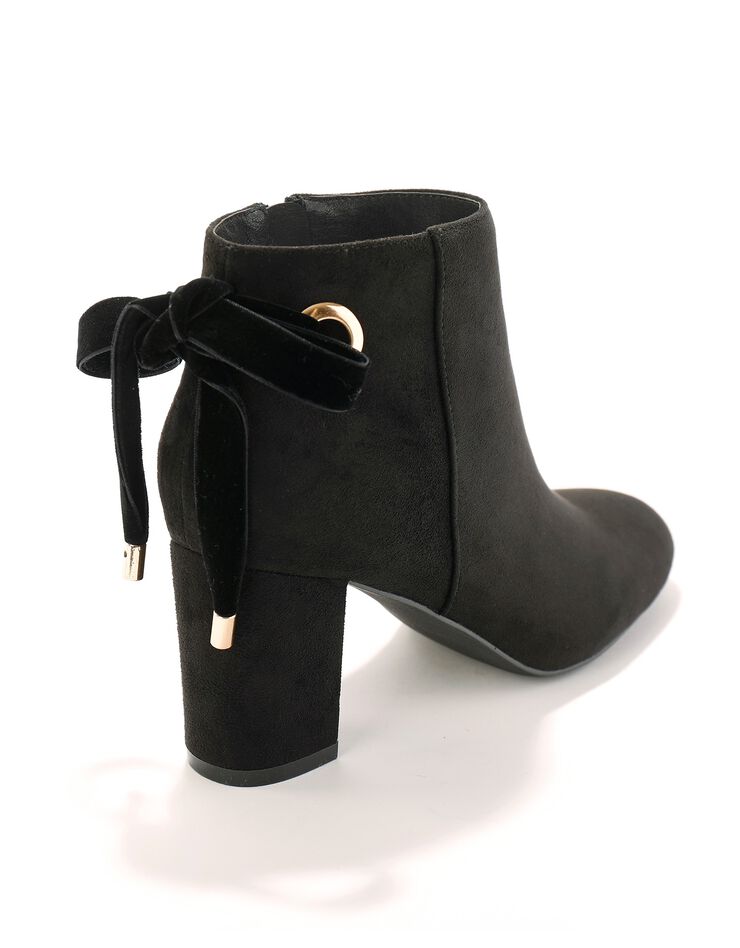 Boots à talon et noeud velours (noir)