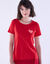 T-shirt manches courtes, imprimé placé coeurs dorés (rouge)