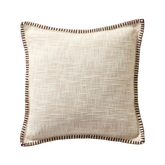 Coussin uni coton textur&eacute; (ivoire)