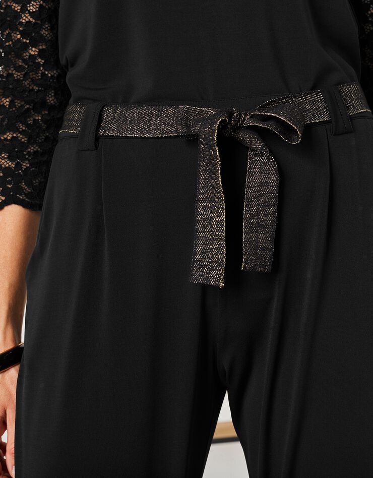 Pantalon coupe droite uni, maille (noir) Pantalon coupe droite uni, maille (noir)