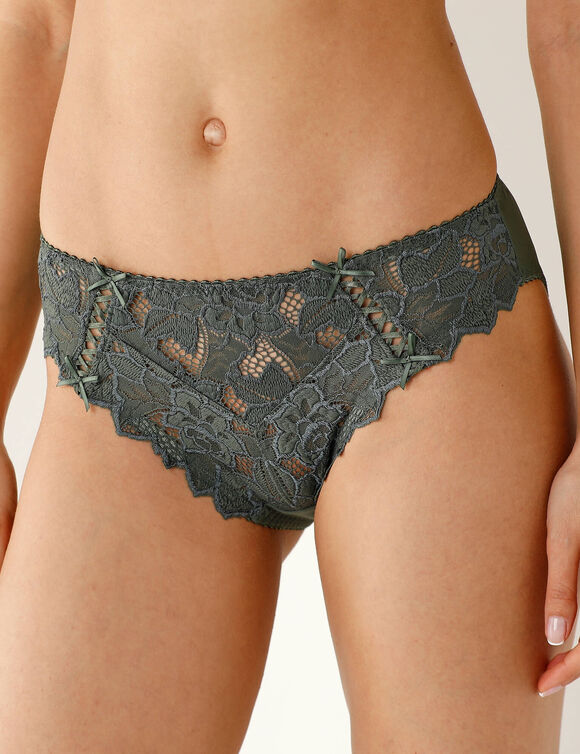 Slip dentelle unie Arum (vert foncé)