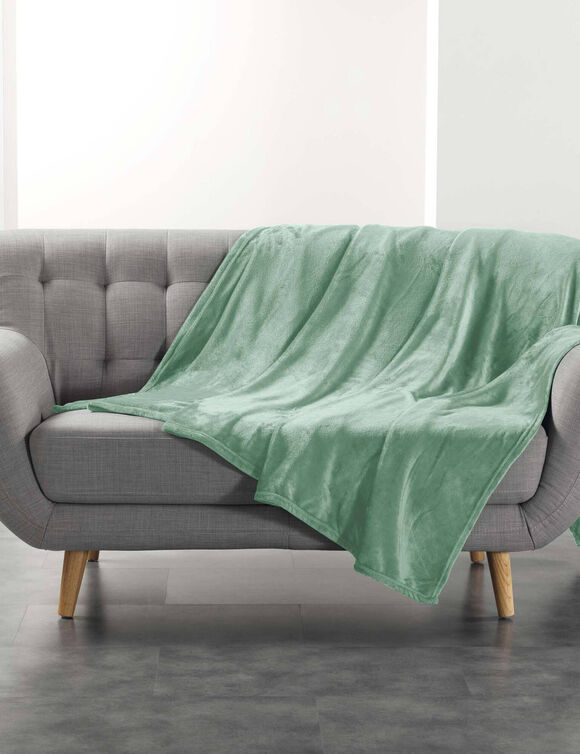 Plaid polaire, toucher peluche (vert sauge)