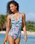 Maillot de bain 1 pièce sans armatures imprimé Bawa (aqua / rose)