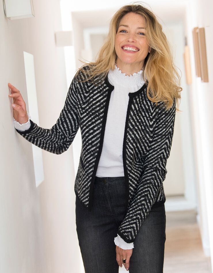 Cardigan chiné toucher mohair (noir chiné) Cardigan chiné toucher mohair (noir chiné)