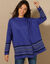 Gilet cape base jacquard, col montant (bleuet)
