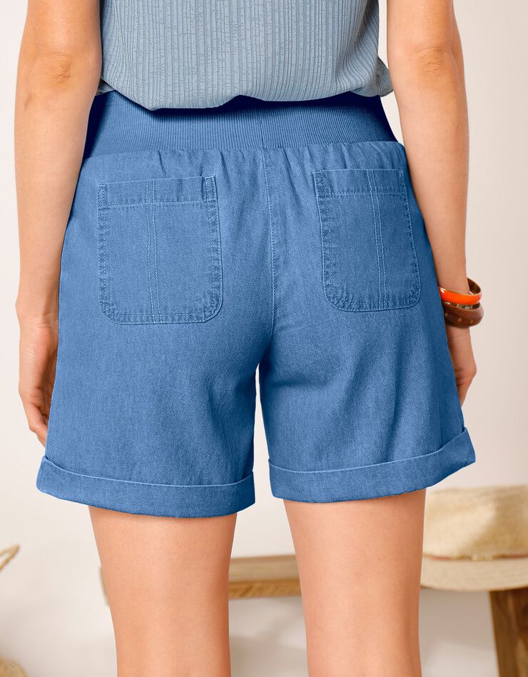 Short coupe droite taille élastiquée, denim (bleached clair) Short coupe droite taille élastiquée, denim (bleached clair)