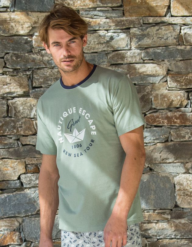 Tee-shirt pyjama imprimé manches courtes (vert)