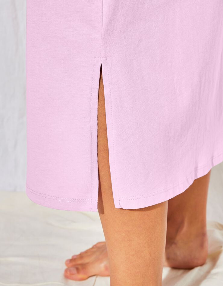 Chemise de nuit longue coton et broderie anglaise  (lilas)