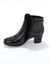 Boots en cuir bi-mati&egrave;re &eacute;lastiqu&eacute;es &agrave; boucle et &agrave; talon (noir)