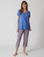 T- shirt pyjama manches courtes motif floral imprimé (bleu jean) T- shirt pyjama manches courtes motif floral imprimé (bleu jean)