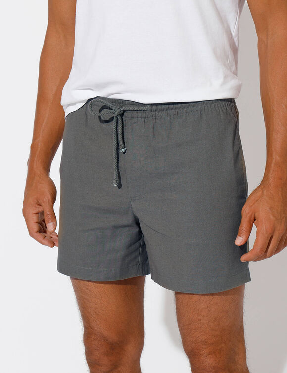 Short toile ceinture élastiquée (gris)
