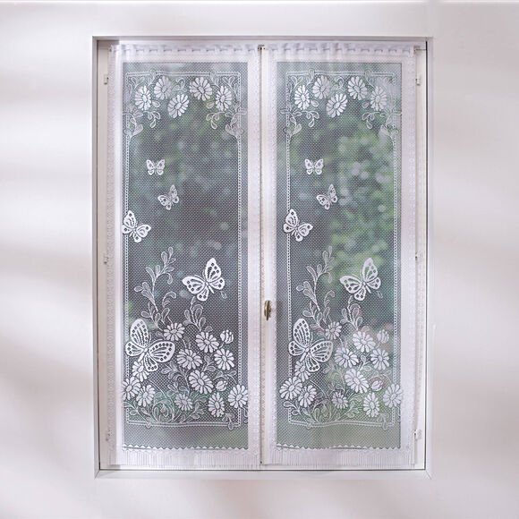 Vitrage droit Papillons  (blanc)